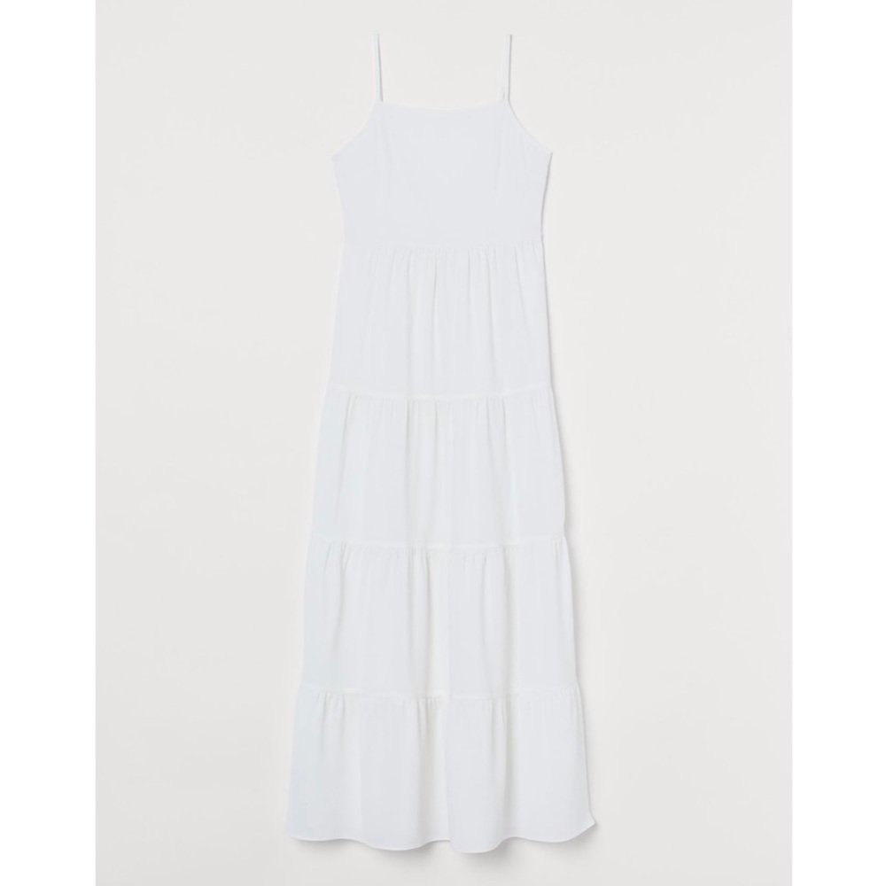 New H&M White Creped Maxi Dress
